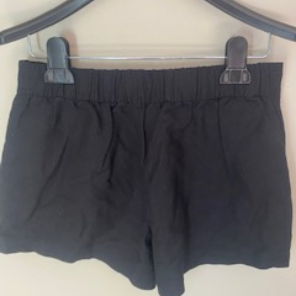 Black Linen Blend Shorts